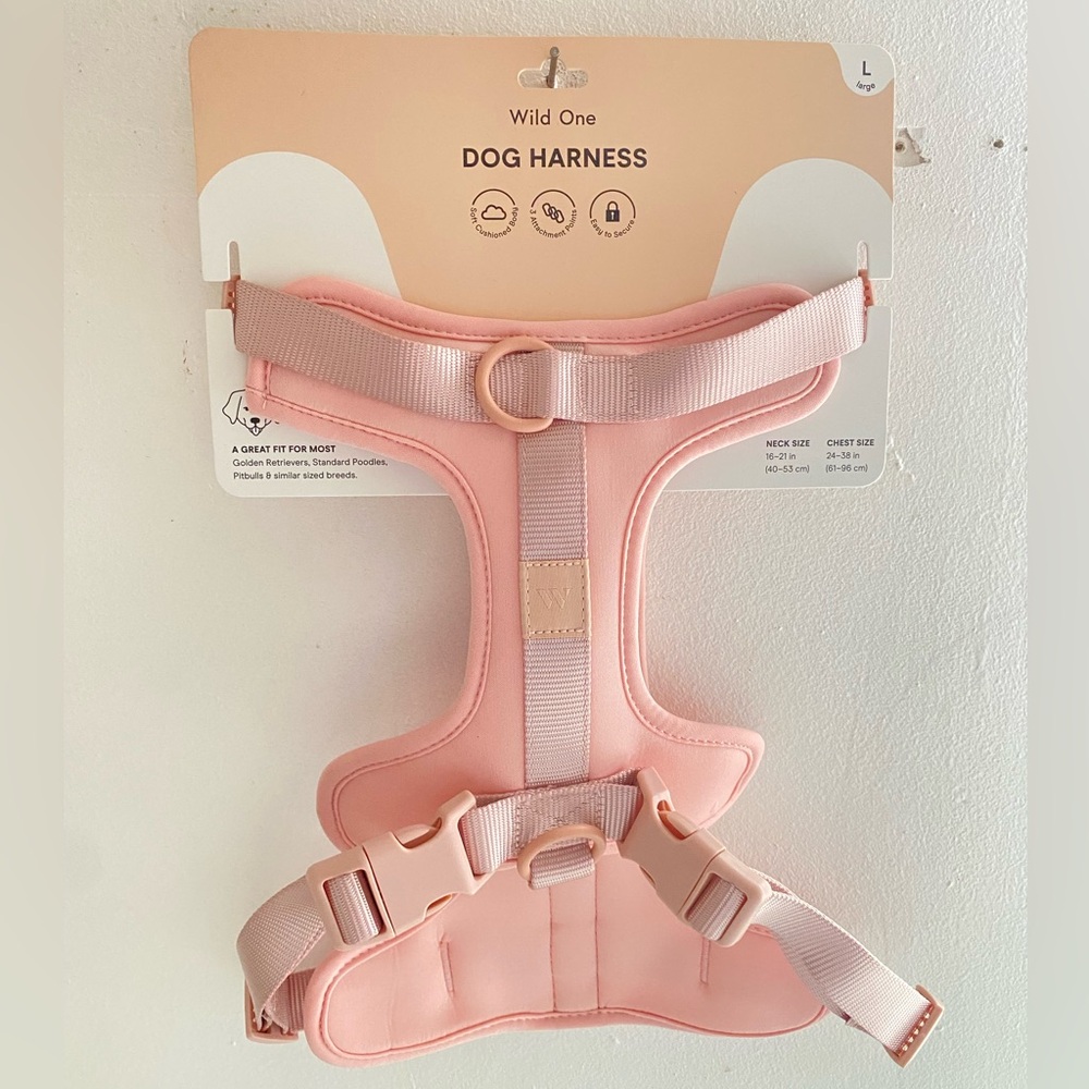 Wild One Dog Harness Pink Size Large for Golden Retrievers, Poodles, Pitbulls